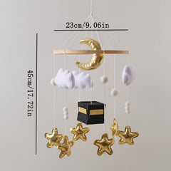 Moon & Star Felt Wind Chime for Baby Bedtime Soothing