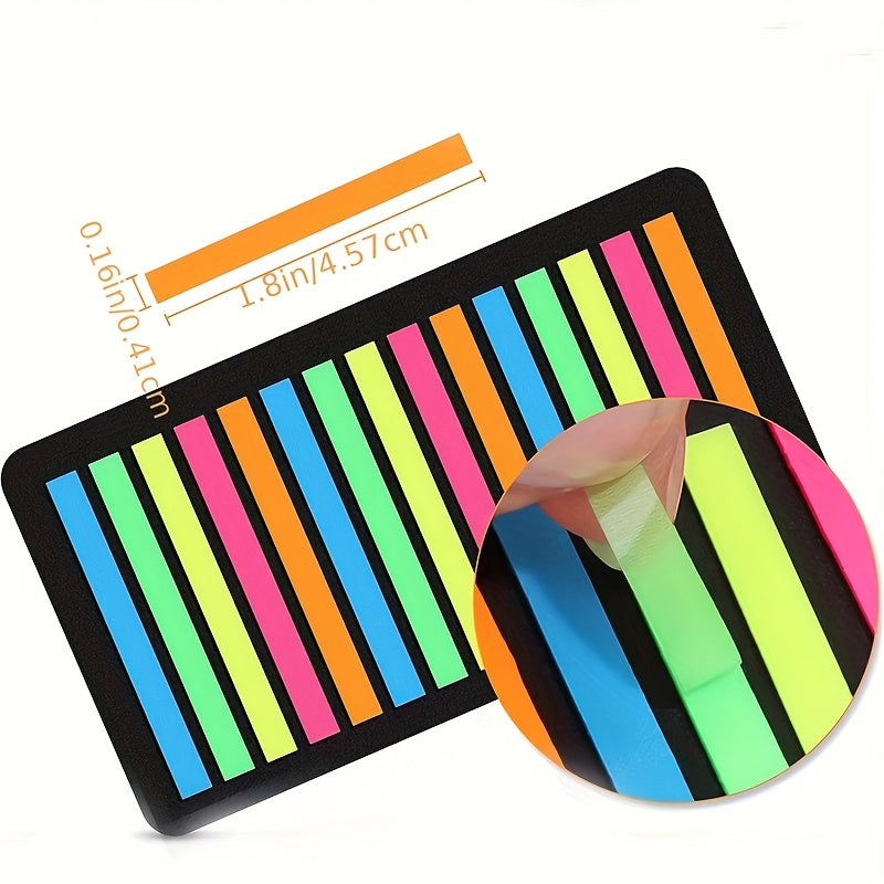 300 pc Transparent Sticky Notes Highlighter Strips Label PET Fine Index Fluoresc