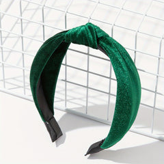 Green Fabric Hair Hoop Knotted Headband Glitter Hair Accessory for Women