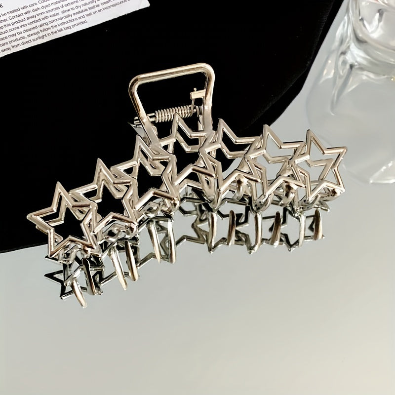 Metal Star Pattern Large Hair Claw Back Head Clip Shark Claw Hair Accessory