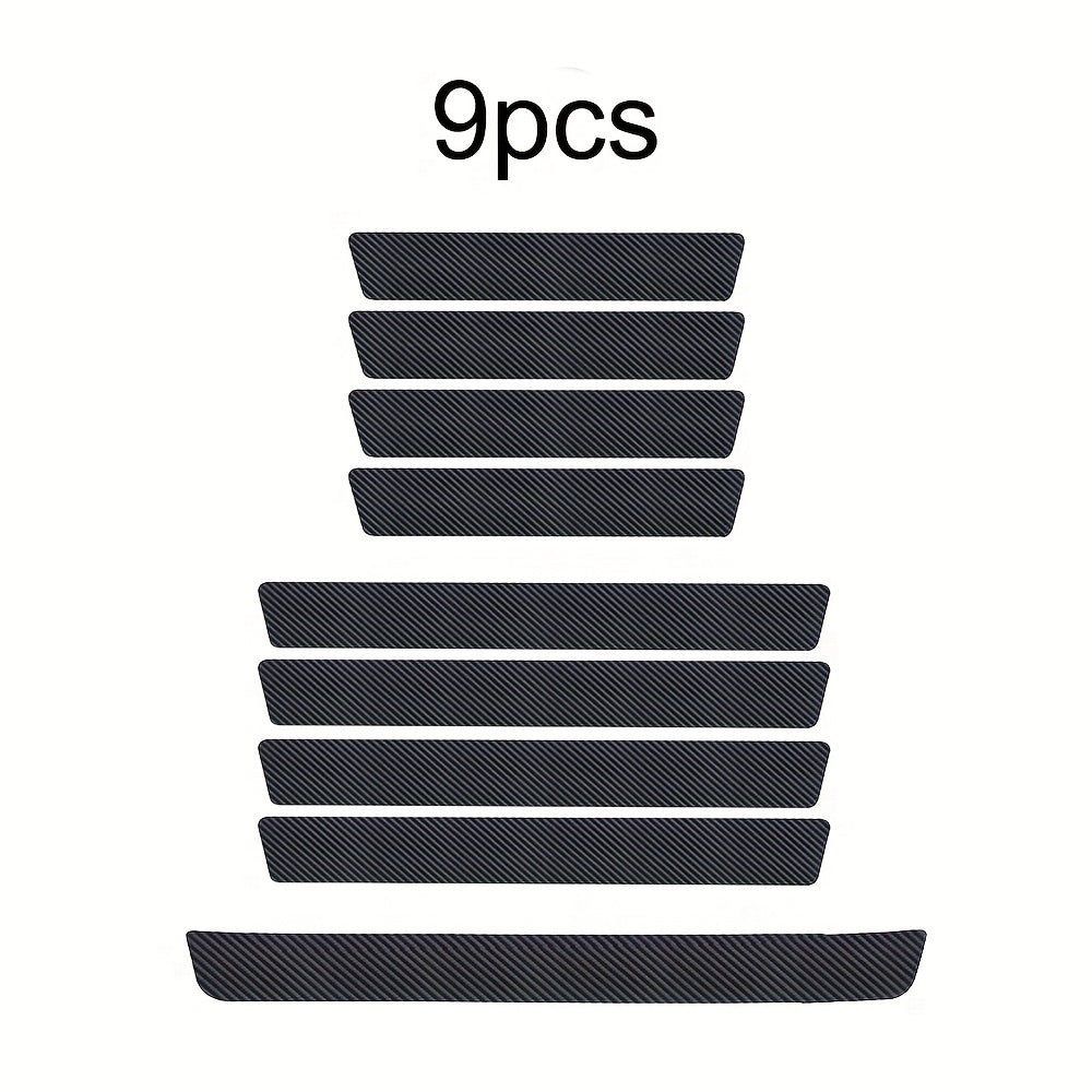 9pcs Car Door Sill Protectors Carbon Fiber Vinyl Wrap Stickers