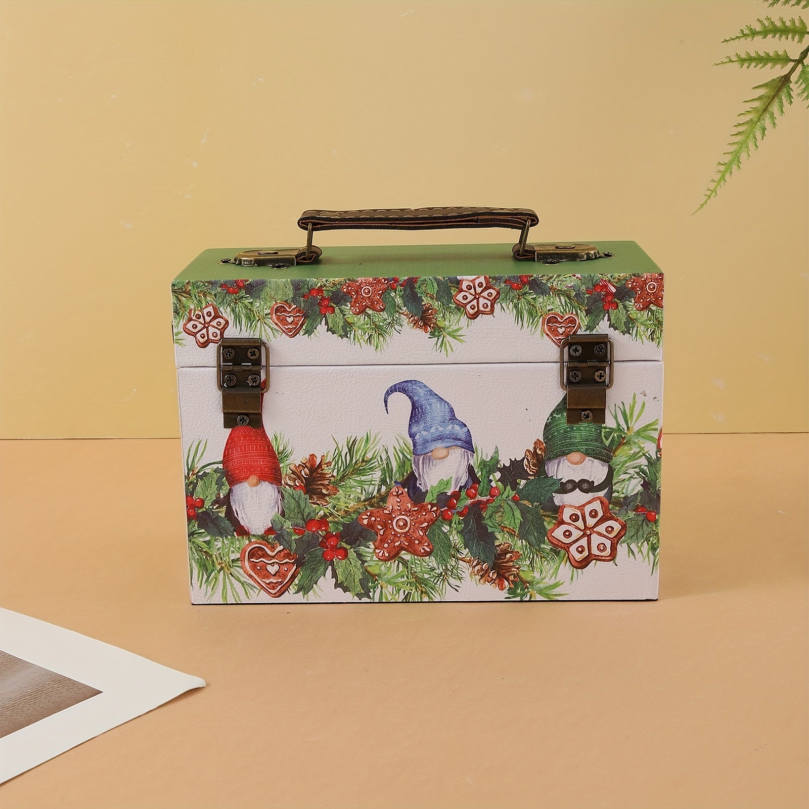 Christmas Pattern Organizer Storage Box Vintage Rectangular Case