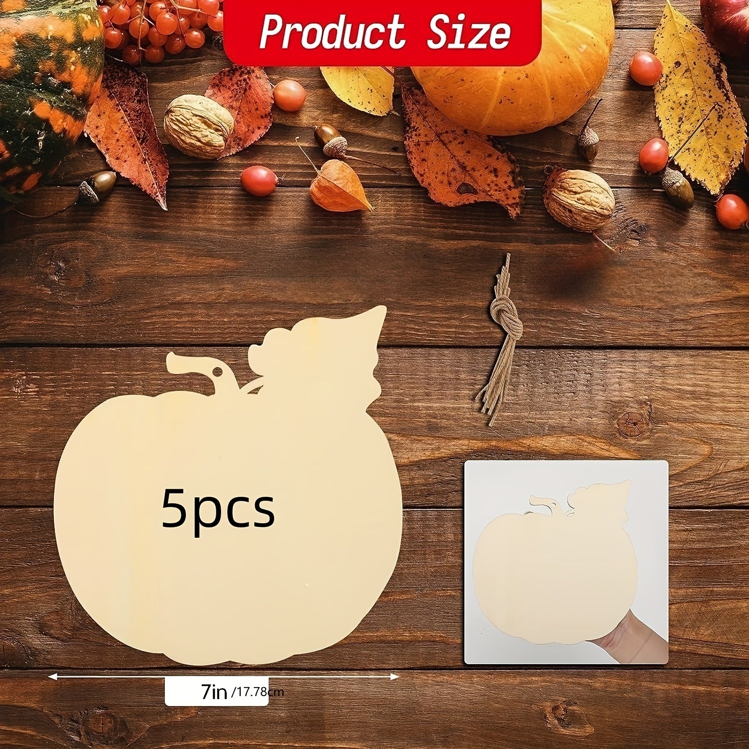 5pcs Large Wooden Pumpkin Disc Ornaments for Crafts Hanging Fall Decorations