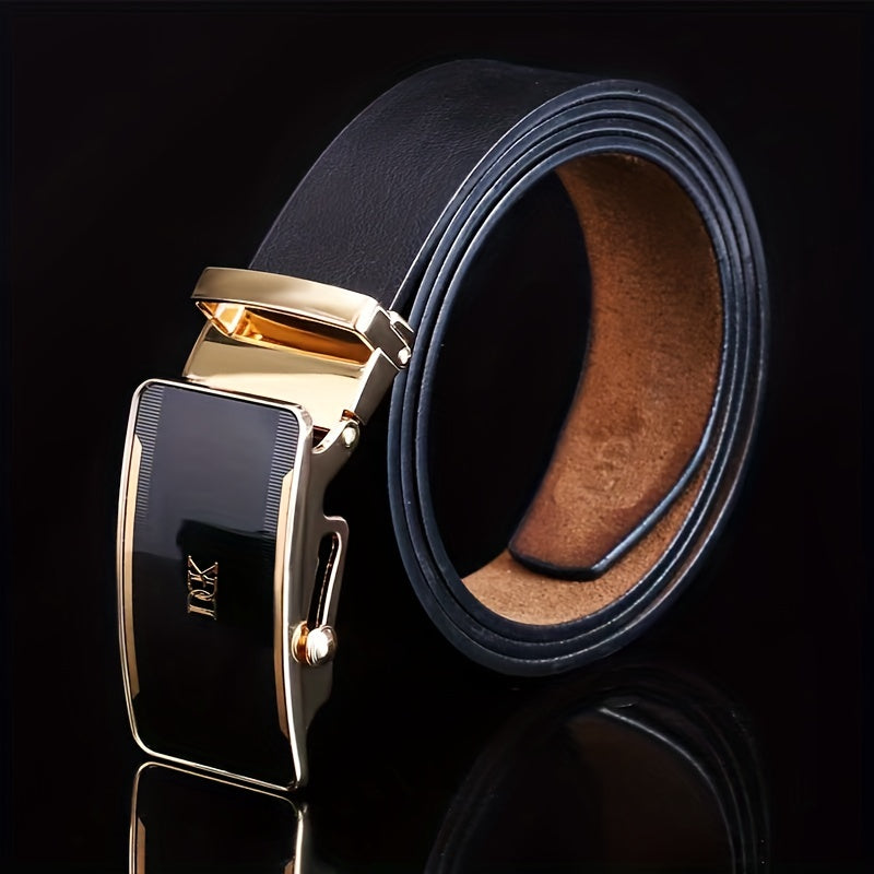Men's Vintage Business Leather Belt with Scroll Buckle