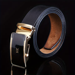 Men's Vintage Business Leather Belt with Scroll Buckle