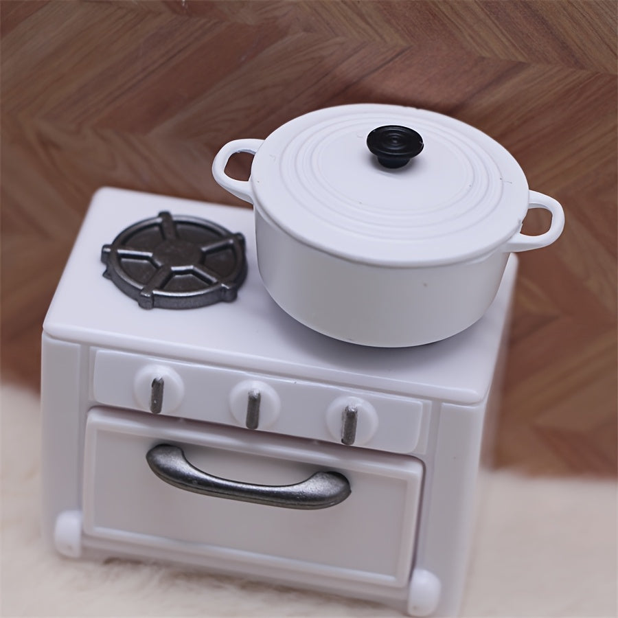 Dollhouse Double Handle Pot Model Metal Kitchen Scene Prop DIY Decor