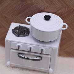 Dollhouse Double Handle Pot Model Metal Kitchen Scene Prop DIY Decor