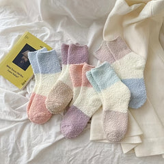 5 Pairs Thick Fluffy Slipper Socks Cozy Soft Warm Winter Women's Socks