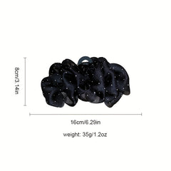 Ruffled Bow Hair Claw Glitter Rhinestone Hair Claw Nonslip Ponytail Holder