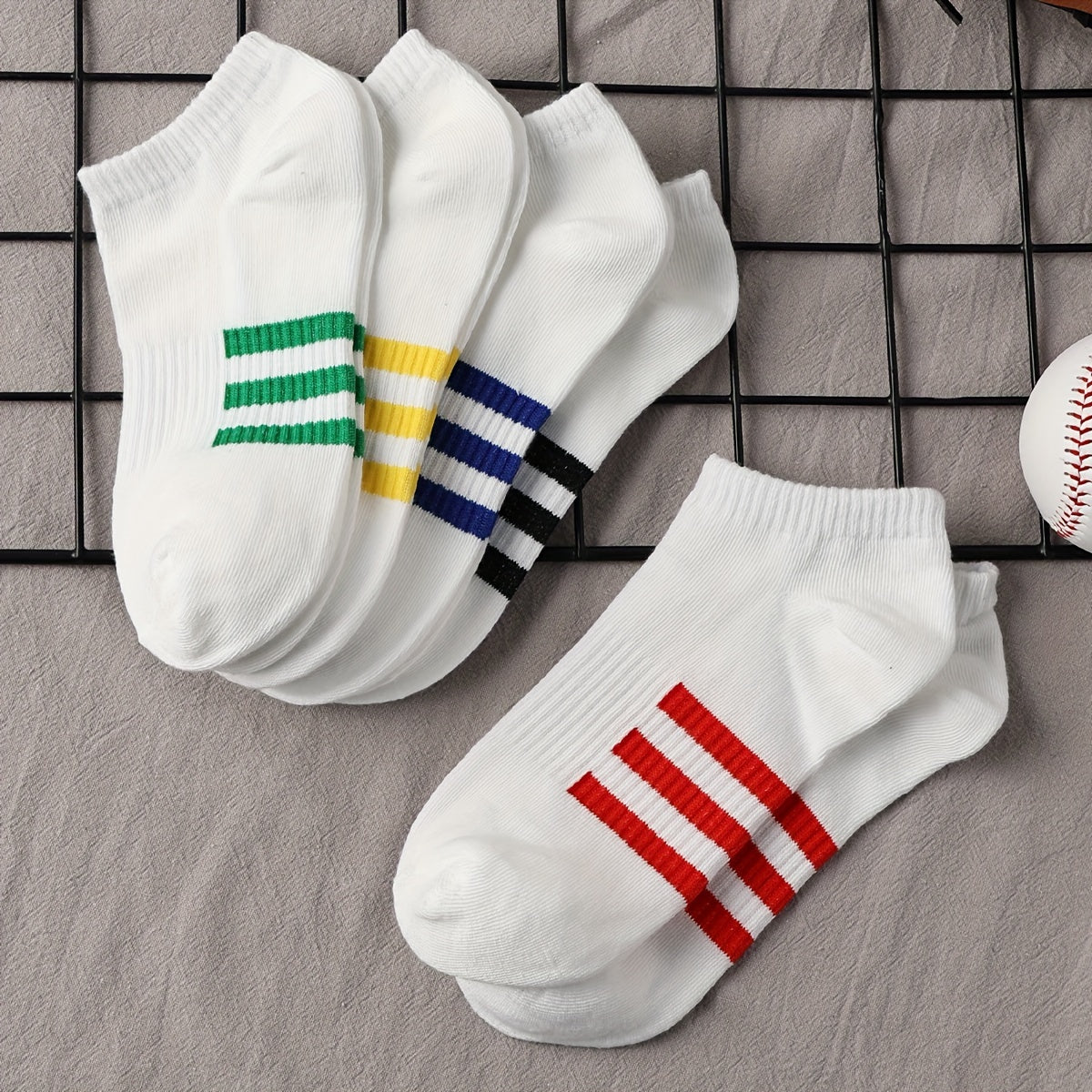 5 Pairs Striped Ankle Socks Soft Lightweight Low Cut Women's Stockings
