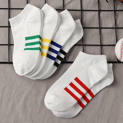 5 Pairs Striped Ankle Socks Soft Lightweight Low Cut Women's Stockings