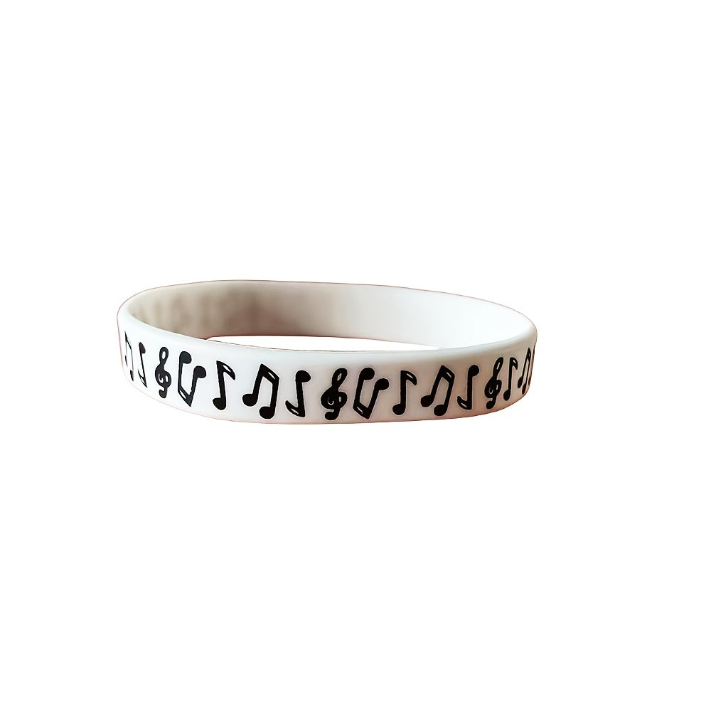 4pcs Music Note Silicone Bracelet Stylish Rubber Wristband