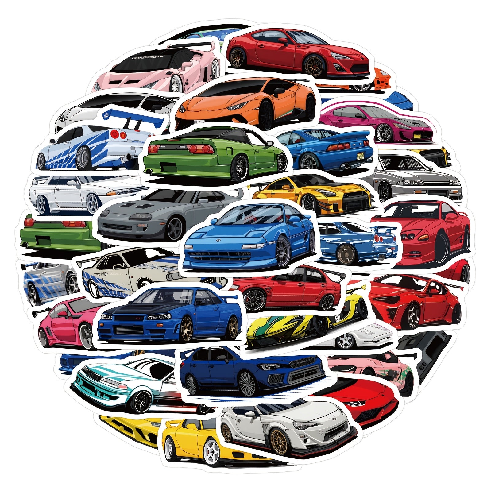 60pcs JDM Car Decals Mixed Vinyl Stickers DIY Creative Self-Adhesive Reusable