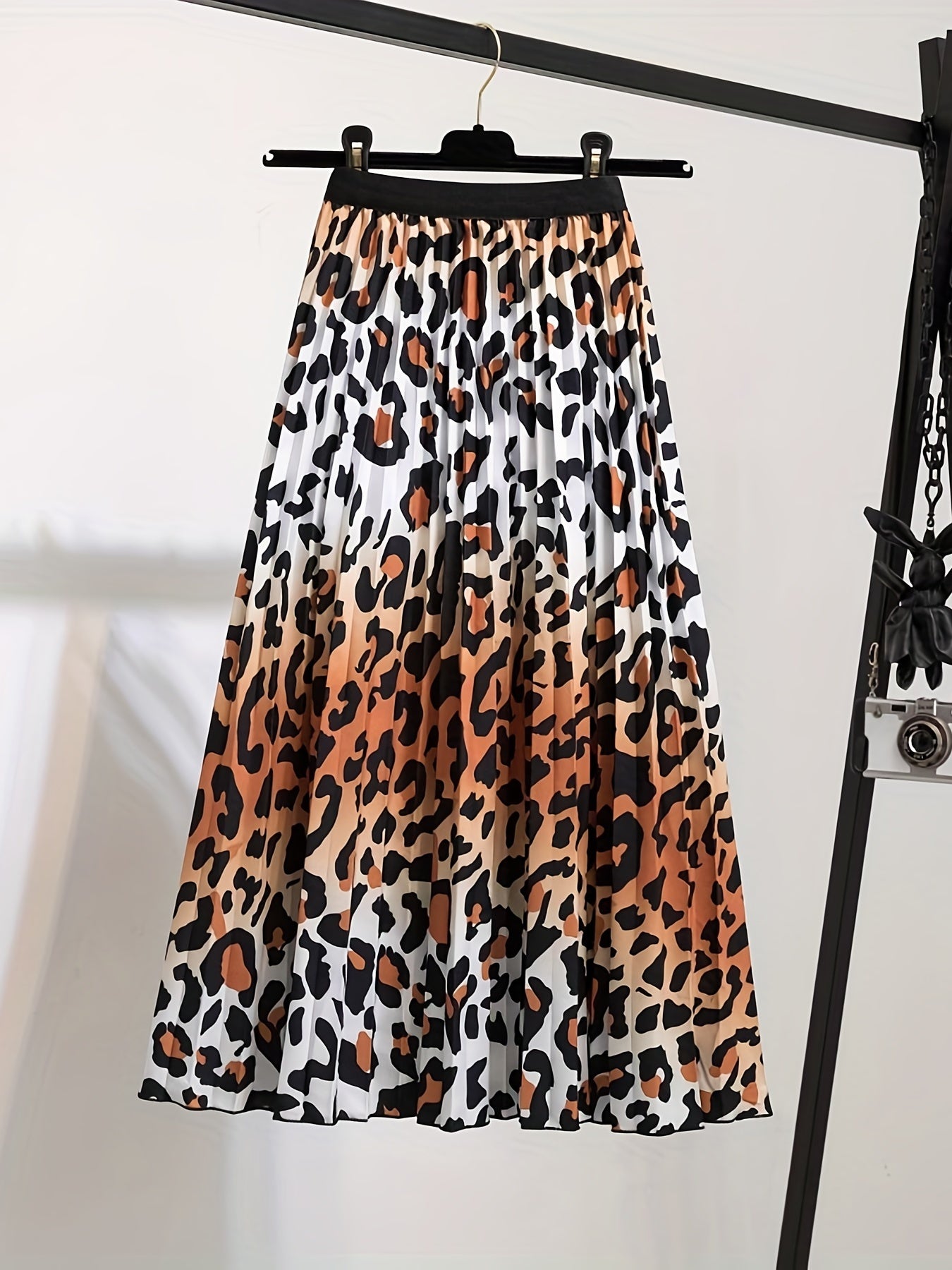  Leopard Print High Waisted A-line Skirt
