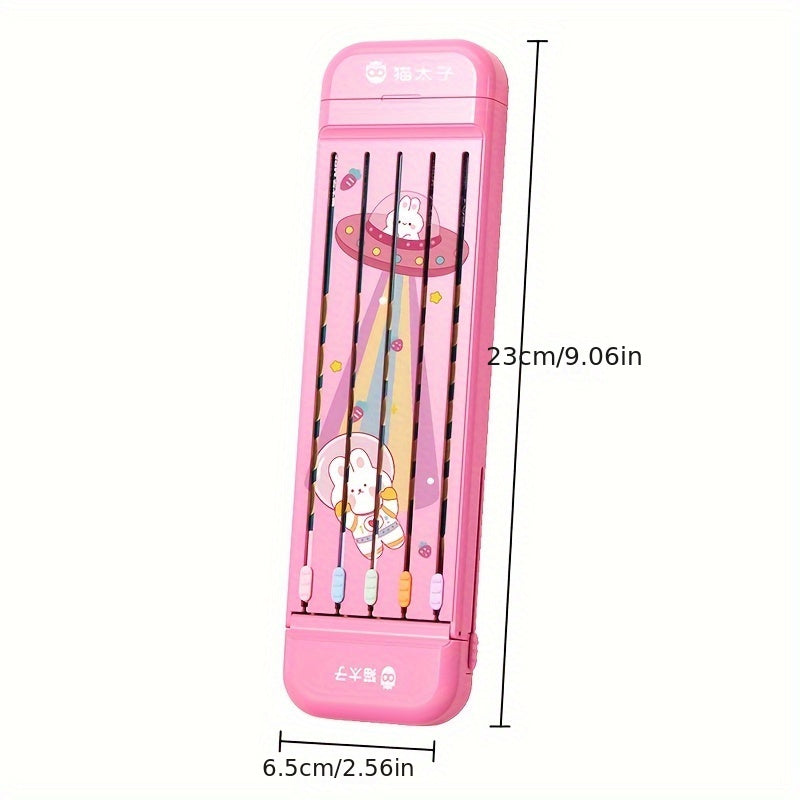 Pink Student Pencil Box Stationery Bag Holds 5 Pens Pencil Ruler Eraser