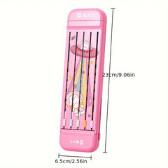 Pink Student Pencil Box Stationery Bag Holds 5 Pens Pencil Ruler Eraser