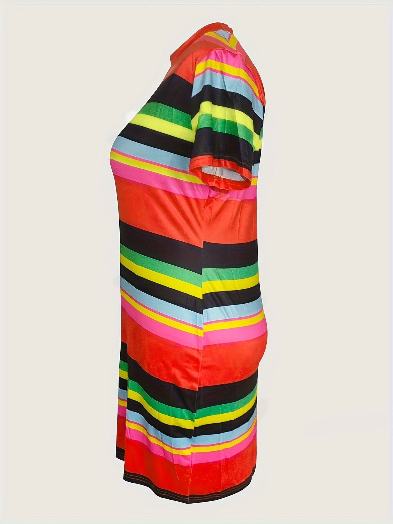  Colorful Stripe Print Bodycon Dress