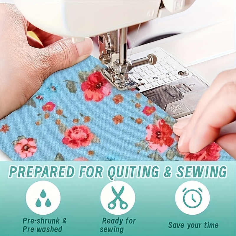 40pc Green Quilting Fabric Strips - Floral & Polka Dot Patterns - DIY