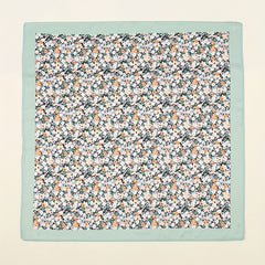 Floral Print Green Bandana Silk Head Wrap Square Scarf Women Neckerchief