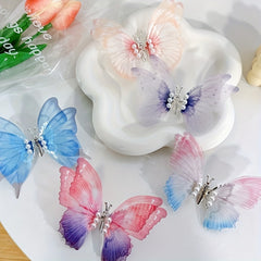 Gradient Butterfly Hair Clip Faux Pearl Non-slip Clip