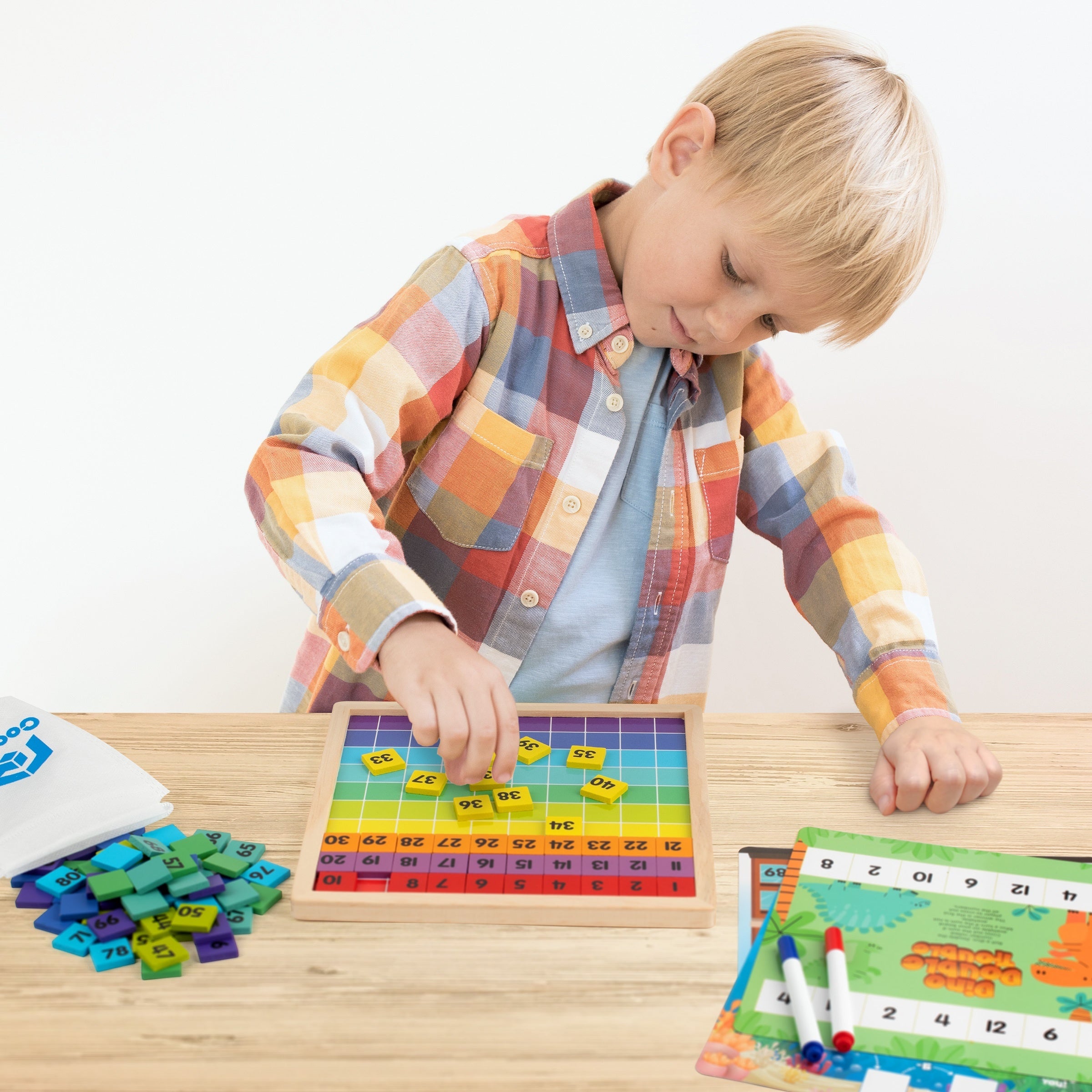 Coogam Wooden Math Hundred Board Game for Kids Ages 3-5