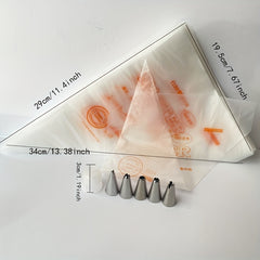 100pc Disposable Pipping Bags with Optional Tips - Pastry Bags and Tips Set