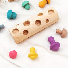 Wooden Mushroom Building Block Set for Halloween, Thanksgiving, Christmas
