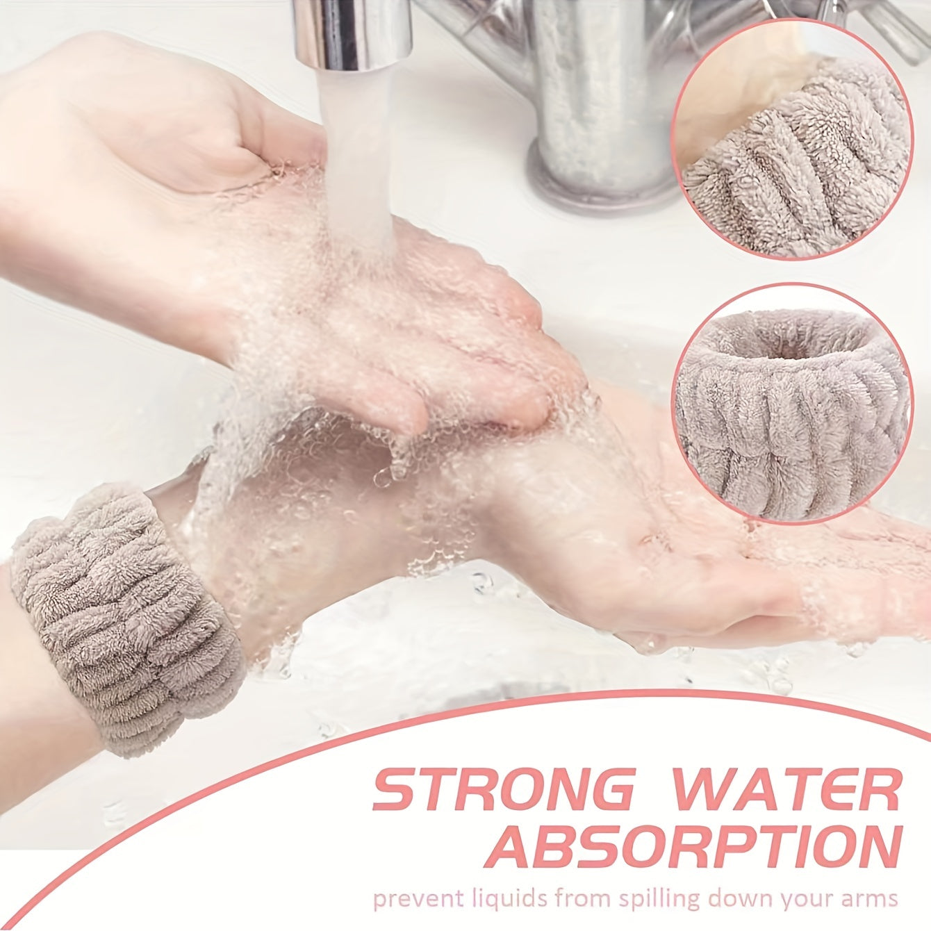 2pcs Microfiber Wrist Wash Towel Band - Absorbent Wrist Sweatband for Women