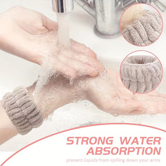2pcs Microfiber Wrist Wash Towel Band - Absorbent Wrist Sweatband for Women