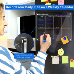 2PCS Acrylic Magnetic Calendars For Fridge, Reusable Planner Whiteboard