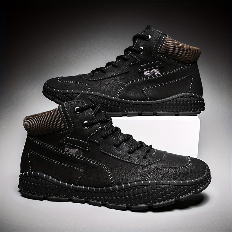 Men's Casual Stitch Solid Low Top Lace-up Boots