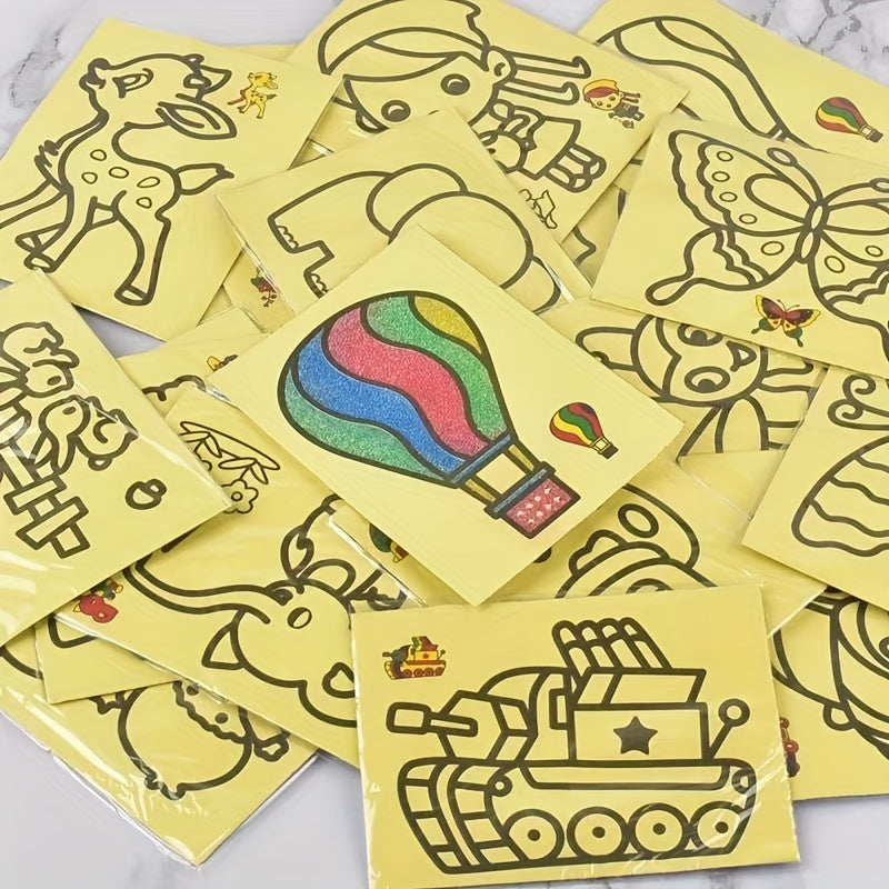 10pcs Sand Painting Set DIY Colorful Sand Making Cartoon Small Gift