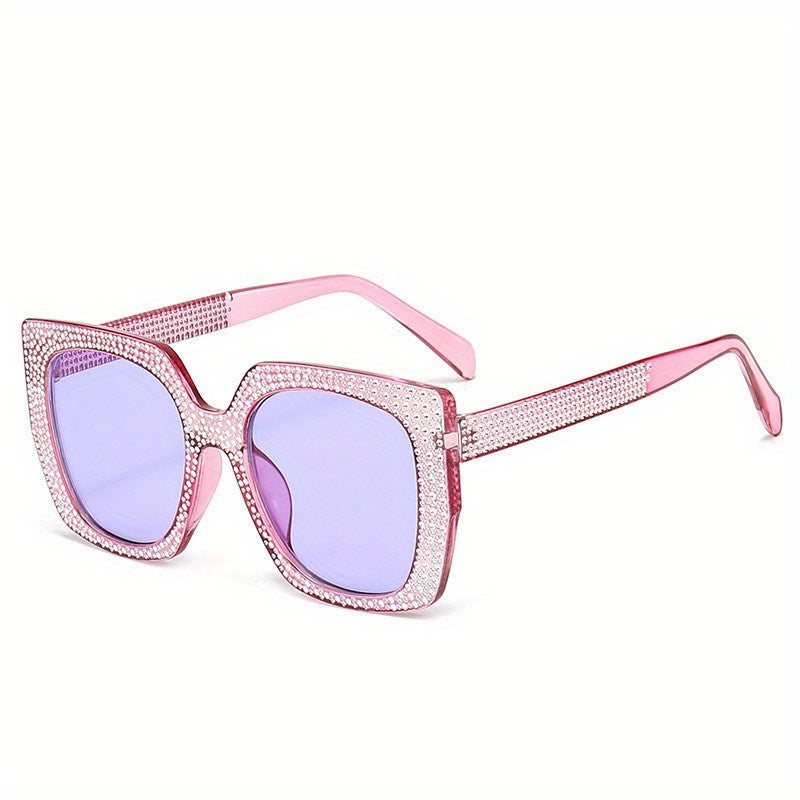 Glitter Rhinestone Sunglasses Square UV400 Sun Shades