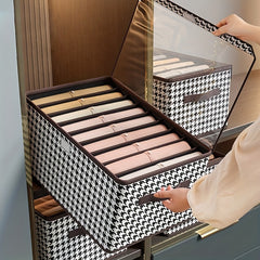 Houndstooth Flap Clothes Organizer Closet Storage Box