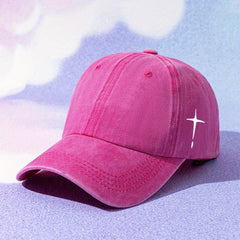 Vintage Distressed Baseball Cap Cross Print Dad Hats Y2K Sun Hats