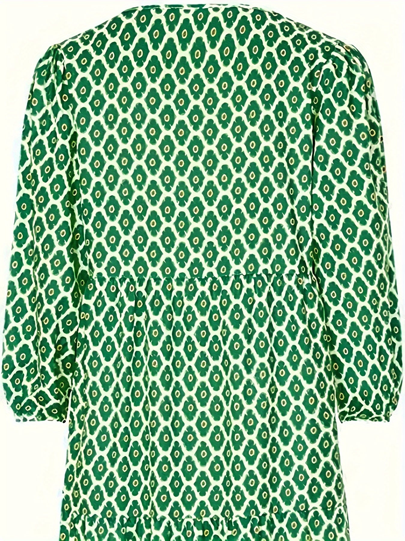  Boho Dress Women's Plus Allover Print Lantern Sleeve Tie Smock