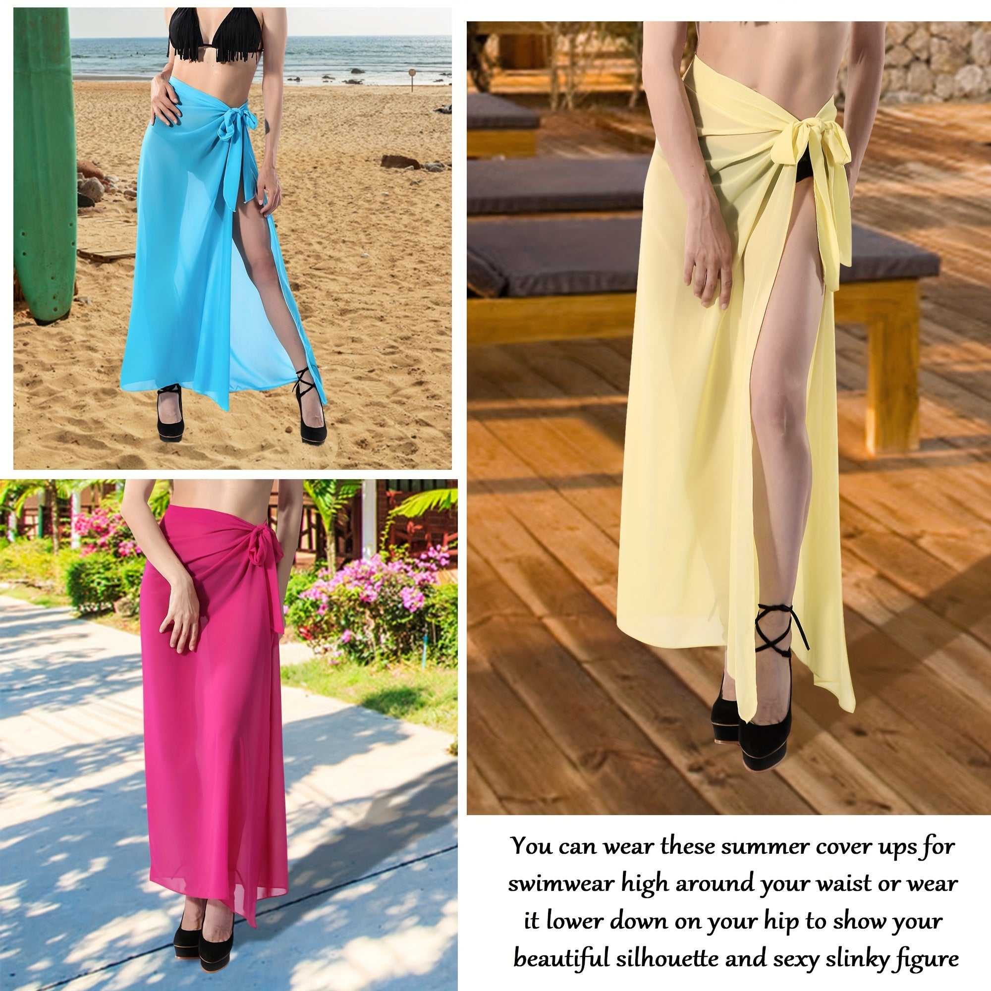 Women's Chiffon Sarong Sheer Wrap Scarf Beach Towel