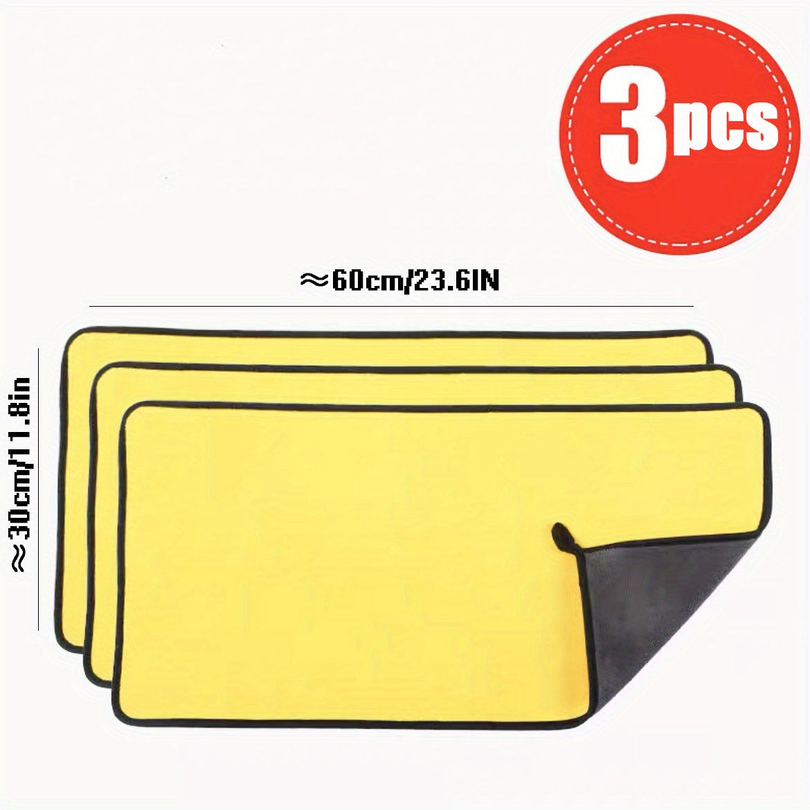 3pcs Thickened Car Wash Towels Absorbent Microfiber Cleaning Scrubbers
