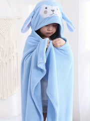 Kids Hooded Bath Towel Animal Ears Quick Drying Bathrobe