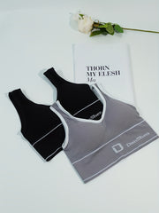 2pcs Letter Print Tank Tops V Neck Sports Top Women's Lingerie & Underwear