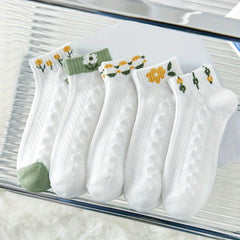 Floral Print Mesh Socks Low Cut Women's Stockings