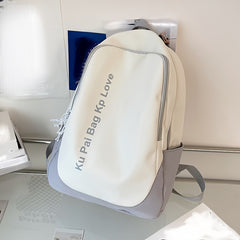 Letter Graphic Backpack Two Tone Colorblock Bookbag