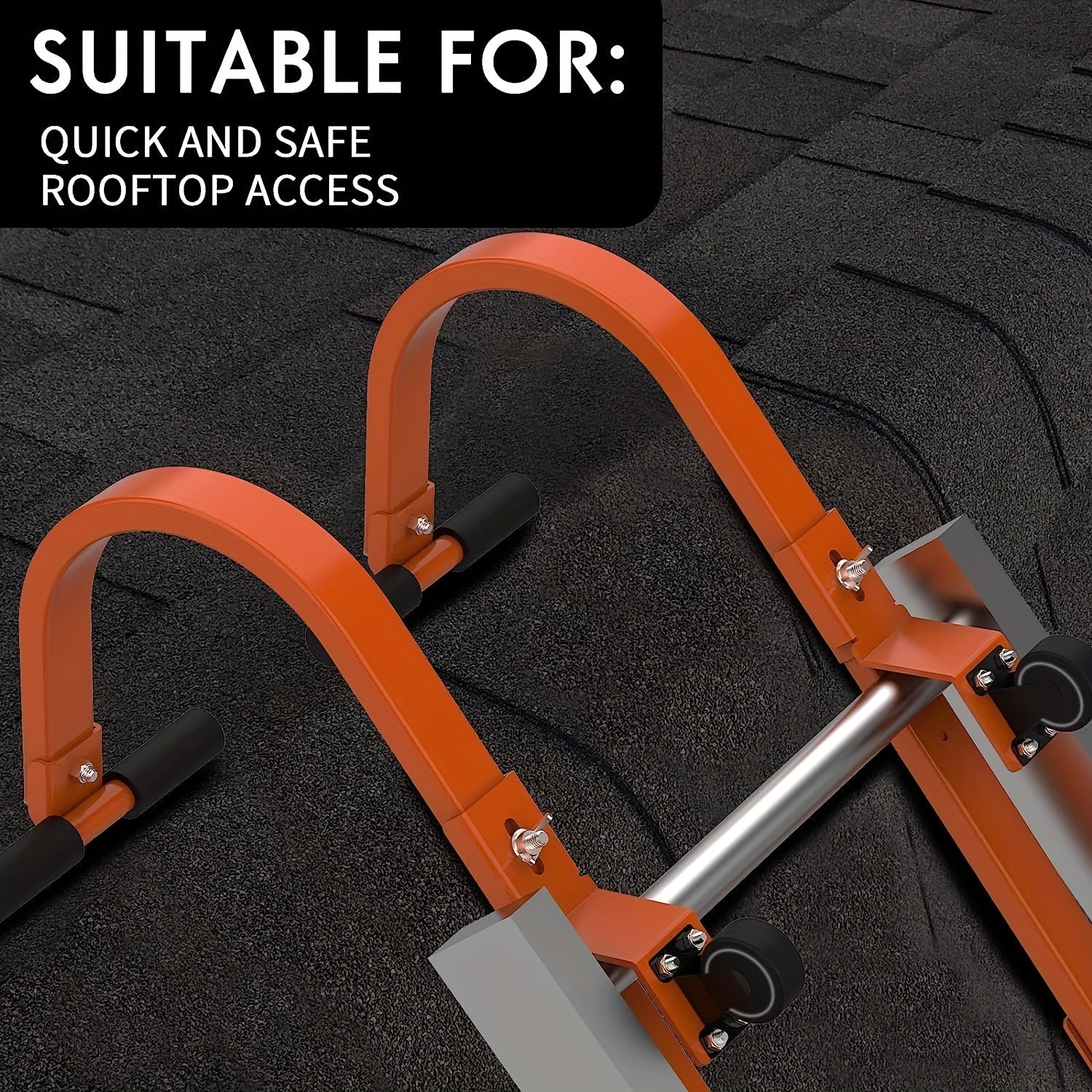 2pcs Heavy Duty Ladder Roof Hook w/ Wheel Rubber Grip T Bar