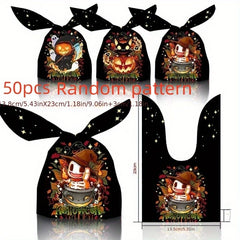 50pcs Halloween Treat Candy Bag Ghost Skull Pumpkin Bundle Pocket Drawstring