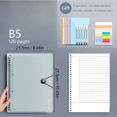Waterproof Buckle Horizontal Line Notebook for College Students