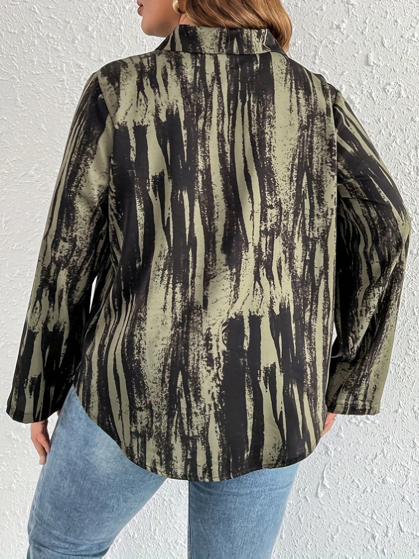  Stripe Print V-Neck Blouse