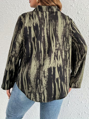  Stripe Print V-Neck Blouse