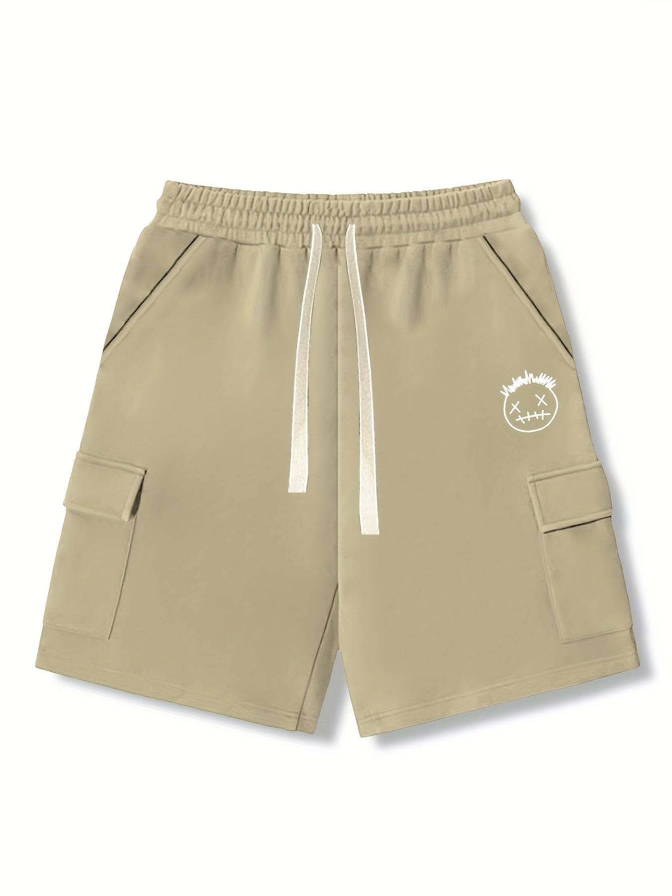 Men's Casual Cargo Shorts Solid Stretch Elastic Waist Drawstring Shorts
