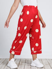 Polka Dot High Rise Cropped Pants Women's Plus Size