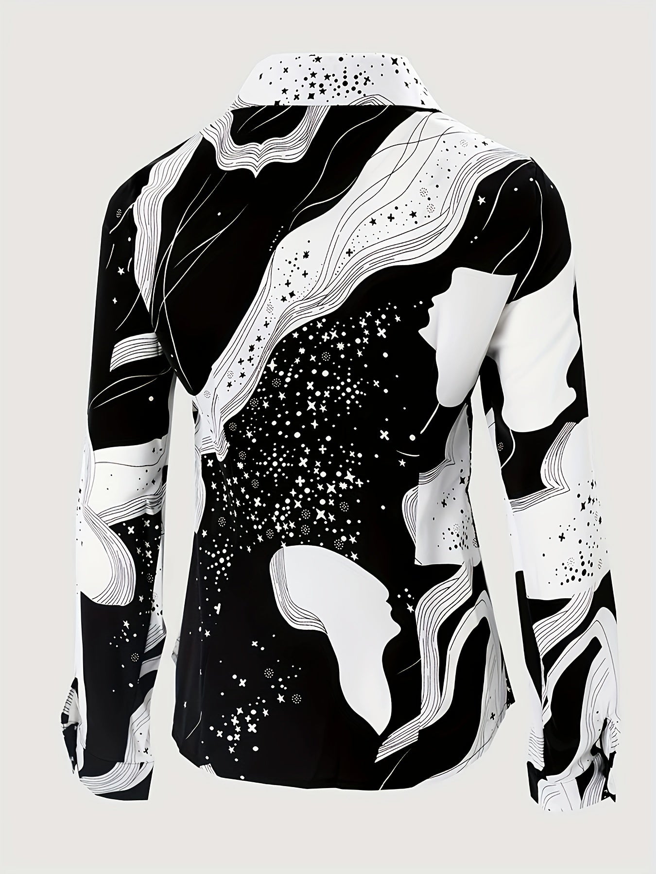 Colorblock Baroque Print Button Up Blouse